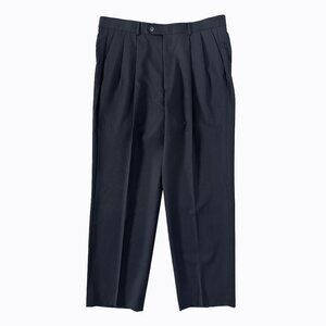 Alfani Men's Trouser Pant Sz 36 100% Wool Navy Pleated Dressy Workwear Business